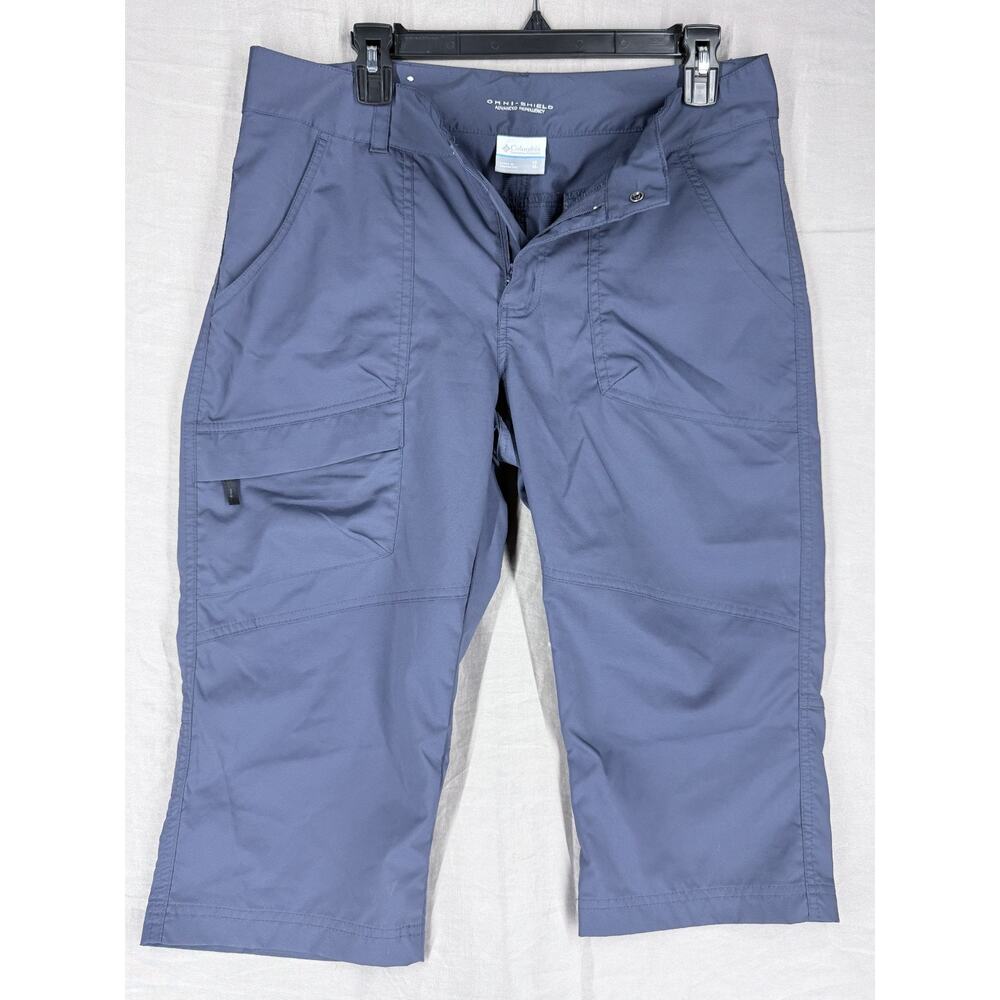 Columbia Omni-Shield Navy Blue Capri Hiking Cargo Pants Womens Size 10 Outdoor